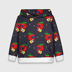 Толстовка-худи детская Клубничный рок, цвет: 3D-белый