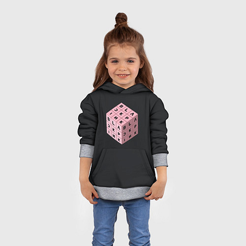 Детская толстовка Black Pink Cube / 3D-Меланж – фото 4
