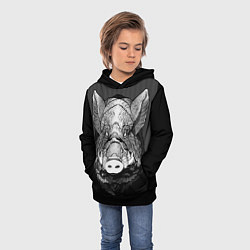 Толстовка-худи детская Дикий кабан 2019, цвет: 3D-черный — фото 2