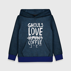 Толстовка-худи детская Ghouls Love Coffee, цвет: 3D-синий