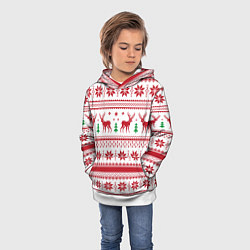 Толстовка-худи детская Новогодние олени, цвет: 3D-белый — фото 2