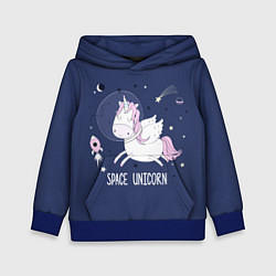 Толстовка-худи детская Space unicorn, цвет: 3D-синий
