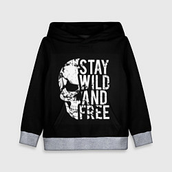 Толстовка-худи детская Stay wild and free, цвет: 3D-меланж