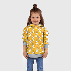Толстовка-худи детская Корги паттерн, цвет: 3D-меланж — фото 2