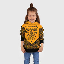 Толстовка-худи детская Native American: Yellow Style, цвет: 3D-черный — фото 2