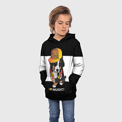 Толстовка-худи детская I like music, цвет: 3D-черный — фото 2