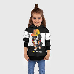 Толстовка-худи детская I like music, цвет: 3D-черный — фото 2