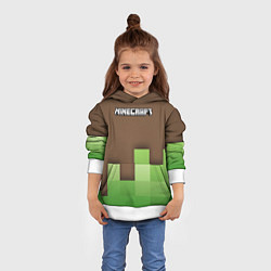Толстовка-худи детская Minecraft - Логотип, цвет: 3D-белый — фото 2