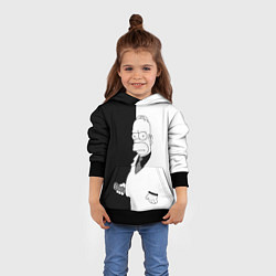 Толстовка-худи детская Гомер Симпсон - в смокинге - black and white, цвет: 3D-черный — фото 2