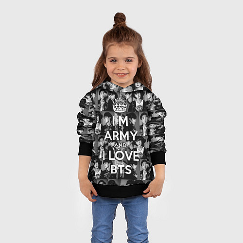 Детская толстовка I am army and I lover BTS / 3D-Черный – фото 4