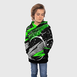 Толстовка-худи детская Black and green corners, цвет: 3D-черный — фото 2