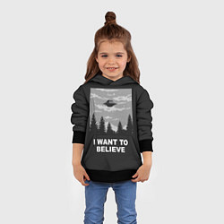Толстовка-худи детская I want to believe, цвет: 3D-черный — фото 2
