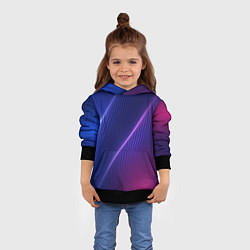 Толстовка-худи детская Фиолетово 3d волны 2020, цвет: 3D-черный — фото 2