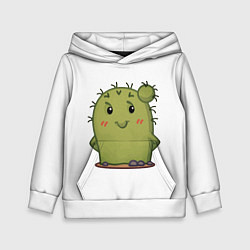 Толстовка-худи детская Кактус, цвет: 3D-белый
