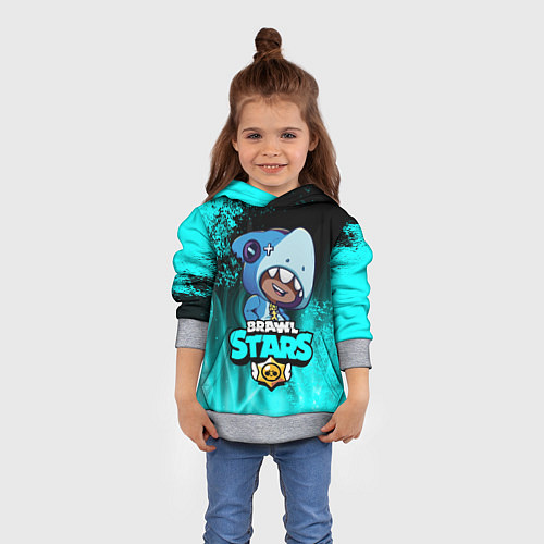 Детская толстовка Brawl Stars LEON SHARK / 3D-Меланж – фото 4