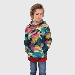 Толстовка-худи детская Абстрактный рисунок, цвет: 3D-красный — фото 2