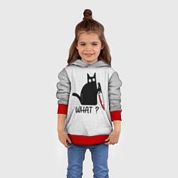 Толстовка-худи детская What cat, цвет: 3D-красный — фото 2