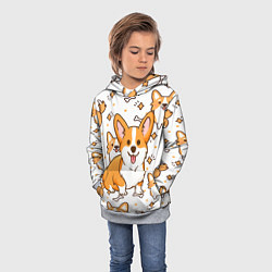 Толстовка-худи детская Корги, цвет: 3D-меланж — фото 2