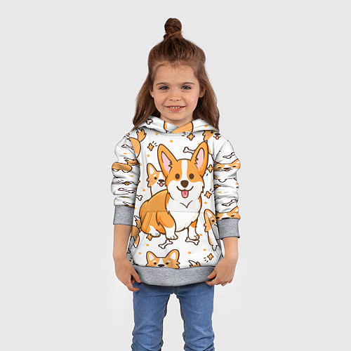 Детская толстовка Корги / 3D-Меланж – фото 4