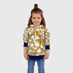 Толстовка-худи детская Корги, цвет: 3D-синий — фото 2