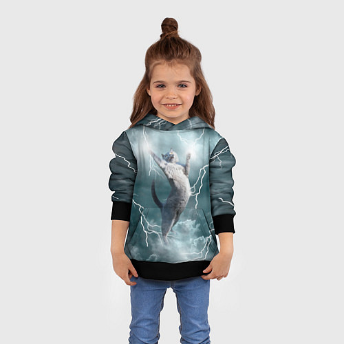 Детская толстовка Грозовой кошак / 3D-Черный – фото 4