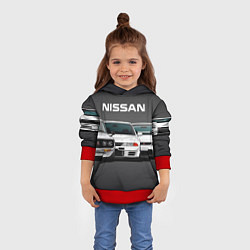 Толстовка-худи детская NISSAN, цвет: 3D-красный — фото 2