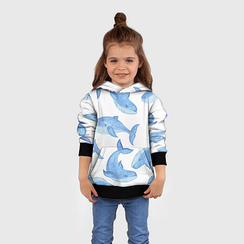 Детская толстовка Косяк китов / 3D-Черный – фото 4