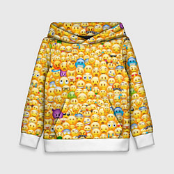 Толстовка-худи детская Смайлики Emoji, цвет: 3D-белый