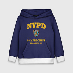 Толстовка-худи детская Бруклин 9-9 департамент NYPD, цвет: 3D-белый
