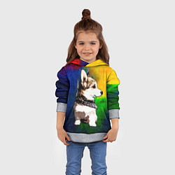 Толстовка-худи детская Корги, цвет: 3D-меланж — фото 2