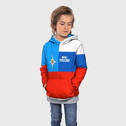Толстовка-худи детская Флаг МЧС России, цвет: 3D-меланж — фото 2