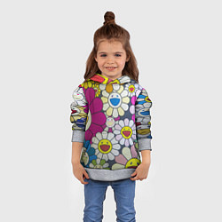 Толстовка-худи детская Цветы Ромашки, цвет: 3D-меланж — фото 2