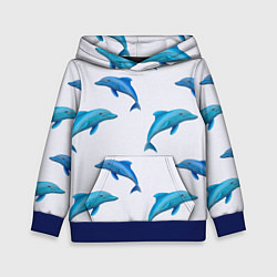 Толстовка-худи детская Рай для дельфина, цвет: 3D-синий