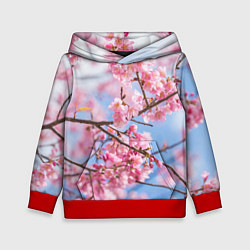 Толстовка-худи детская Ветки Сакуры, цвет: 3D-красный