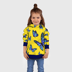 Толстовка-худи детская БАБОЧКИ, цвет: 3D-синий — фото 2