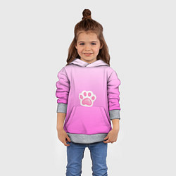 Толстовка-худи детская Розовая лапка с подушечками, цвет: 3D-меланж — фото 2