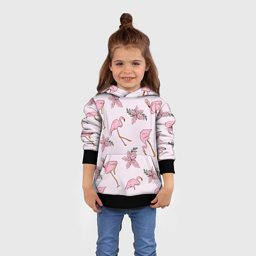 Детская толстовка Розовый фламинго / 3D-Черный – фото 4