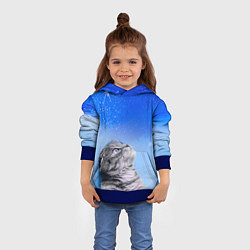 Толстовка-худи детская Кот и космос, цвет: 3D-синий — фото 2
