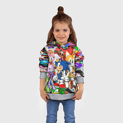 Толстовка-худи детская Sonic ПЕРСОНАЖИ, цвет: 3D-меланж — фото 2