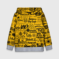 Толстовка-худи детская ЛОГОТИПЫ РОК ГРУПП, цвет: 3D-меланж