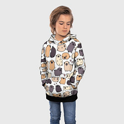 Толстовка-худи детская Милые мопсы, цвет: 3D-черный — фото 2