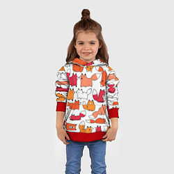 Толстовка-худи детская Милые лисы, цвет: 3D-красный — фото 2