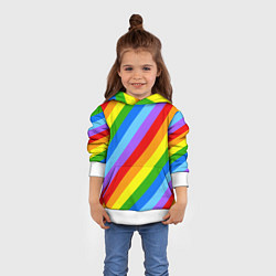 Толстовка-худи детская РАДУЖНЫЕ ЛИНИИ, цвет: 3D-белый — фото 2