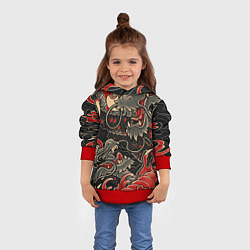 Толстовка-худи детская Dsquared tatoo DRAGON, цвет: 3D-красный — фото 2