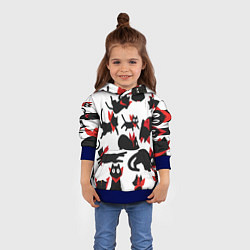 Толстовка-худи детская Черный котик, цвет: 3D-синий — фото 2