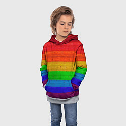 Толстовка-худи детская Разноцветные доски радужный, цвет: 3D-меланж — фото 2