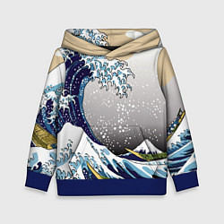 Толстовка-худи детская The great wave off kanagawa, цвет: 3D-синий