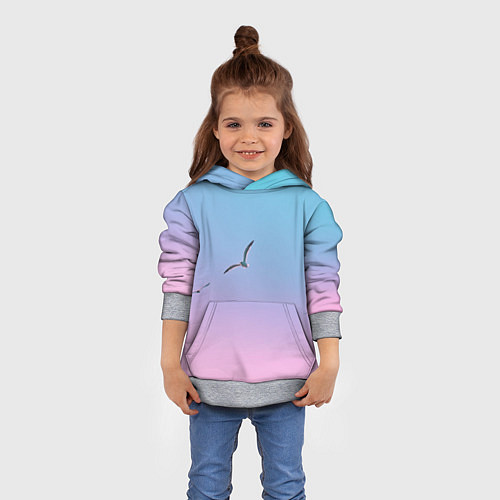 Детская толстовка Чайки птицы полет градиент / 3D-Меланж – фото 4
