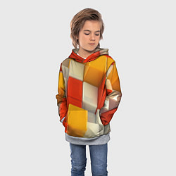 Толстовка-худи детская КУБЫ 3D, цвет: 3D-меланж — фото 2