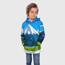 Толстовка-худи детская Горы пейзаж природа вектор, цвет: 3D-белый — фото 2